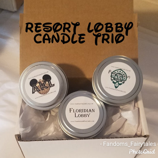Magical Theme Park Resort Lobby Candle Trio - Floridian Lobby, Polynesian Lobby and AKL Lobby
